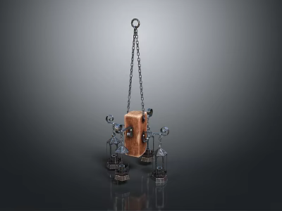 Decorative Wooden Furniture With Metal Chain And Bracket Structure For Interior Design 3d model
