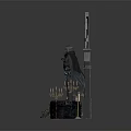 Hooded Cloaked Dark Fantasy Character Standing On Gothic Arch Pedestal With Ornate Candelabras