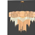 Luxury Crystal Chandelier With Gold Frame And Hanging Crystal Pendants In Modern Interior