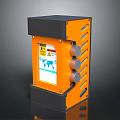 Industrial Electronic Control Unit With Orange Black Casing Warning Label And Knobs