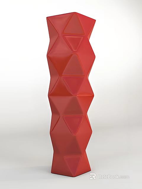 Red Polyhedral Vase With Abstract Geometric Design For Home Decorative Use 3d model