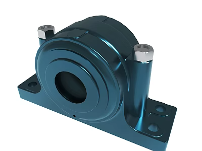 Industrial Blue Metal Bearing Housing With Base And Bolted Mounting Structure 3d model