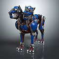 Smart Machine Design Featuring Two Blue Mechanical Wolves With Metallic Texture 3d model