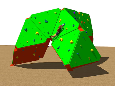 Outdoor Climbing Wall Sports Equipment with Green Surface and Colorful Rock Holds 3d model