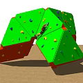 Outdoor Climbing Wall Sports Equipment with Green Surface and Colorful Rock Holds