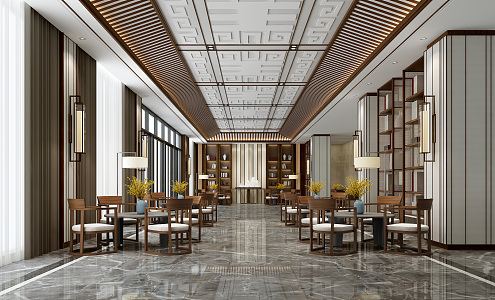 New Chinese Reception Area Hotel Club Hall 3d model