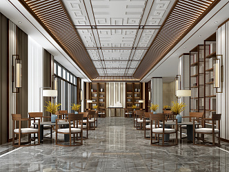 New Chinese Reception Area Hotel Club Hall 3d model