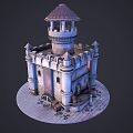 European-style castle cartoon castle 3d model