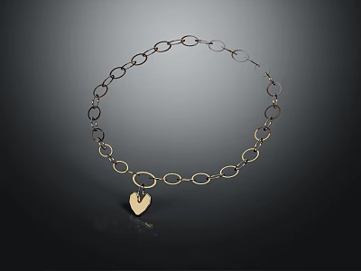 Elegant Fashion Necklace With Heart Pendant And Linked Metal Chain Design 3d model