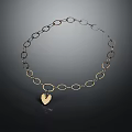 Elegant Fashion Necklace With Heart Pendant And Linked Metal Chain Design