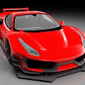 Red Sports Car With Sleek Body Design Rear Spoiler And Front Splitter