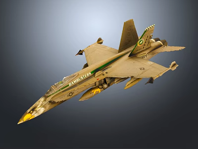 Kingdom of Saudi Arabia Military Fighter Jet With Green Stripe And Missiles 3d model
