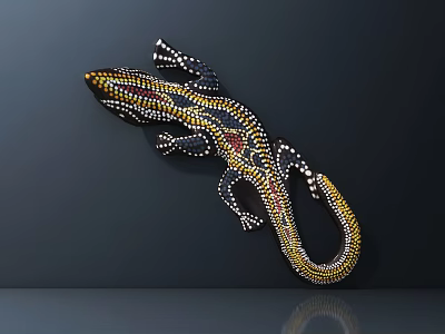 Colorful Beaded Lizard Doll With Dark Background And Decorative Art Design 3d model