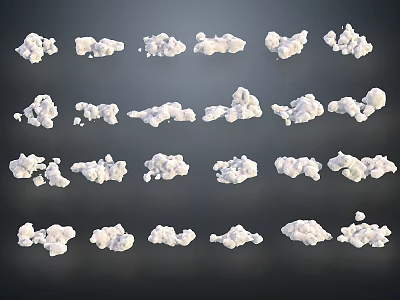 Collection Of Different White Cloud Shapes With Various Cloud Models 3d model