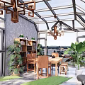 Modern Sunroom Design With Glass Roof And Aluminum Frame Interior Plants And Outdoor Furniture