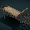 Rustic Vintage Wooden Wheelbarrow With Wooden Wheel And Old Fashioned Frame