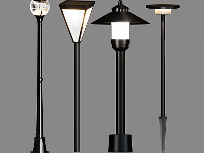 Outdoor Lights with Various Designs and Different Lamp Shades for Garden and Patio Use 3d model