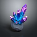 Decorative Crystal Ornament Set With Shining Colorful Pointed Crystals On Gray Stone Base
