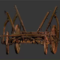 Two Ancient Red Wooden Carts With Spoked Wheels And Metal Fittings