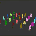 Children Toy Figures In Colorful Styles And Different Poses On Display Background