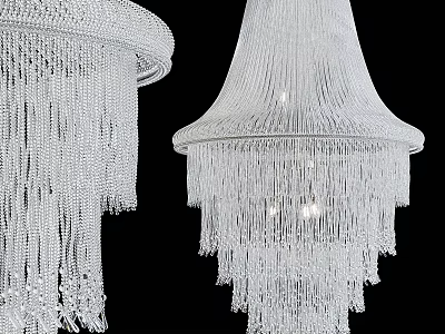 Crystal Fringed Chandelier with Layered Design for Luxury Home Interior Lighting 3d model