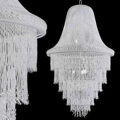 Crystal Fringed Chandelier with Layered Design for Luxury Home Interior Lighting 3d model