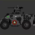 Modern Military Tank In Blue Gray Camouflage With Top Weapon System And Reflective Surface