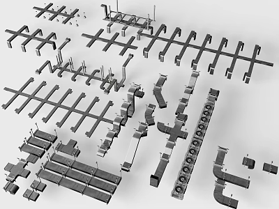 Industrial Equipment Various Metal Components With Structural Frames And Mechanical Parts 3d model