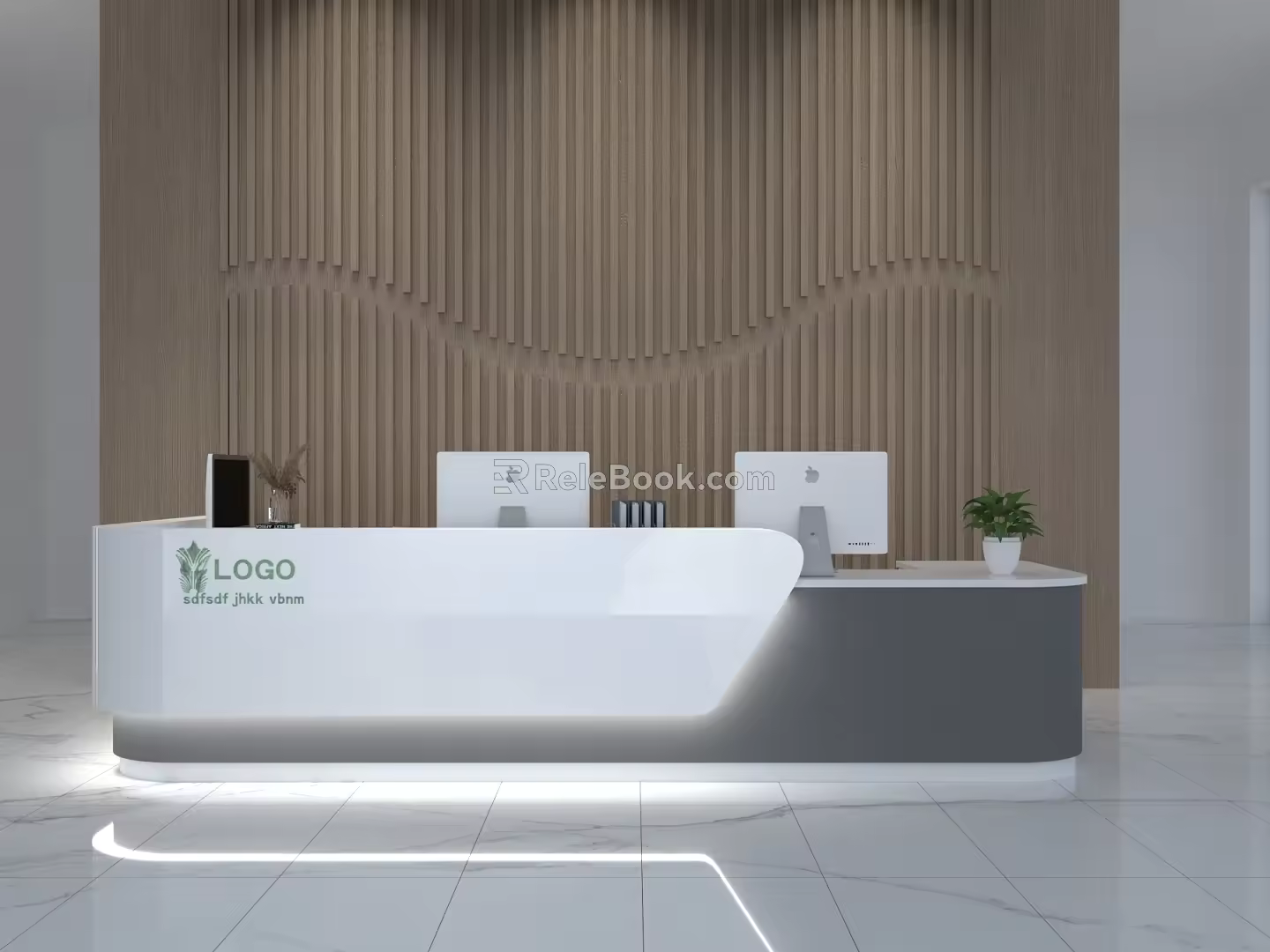 Reception Desk Reception Computer Office Chair Accessories 3d model