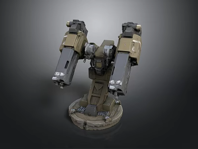 sci-fi style armored machine gun turret mechanical turret weapon military equipment industrial design metal structure 3d model