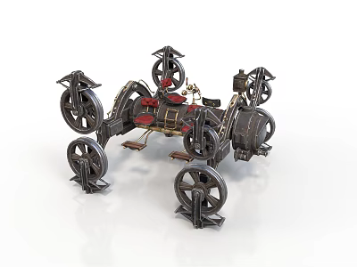 Vintage Steam Train Featuring Multiple Metal Gear Wheels And Complex Mechanical Design 3d model