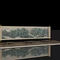 Traditional Chinese Landscape Painting Background Wall With Display Stand And Reflection
