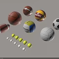 Diverse Sports Equipment Balls Including Basketball Football Volleyball Rugby and Golf Balls