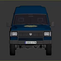 Military Vehicle Blue SUV with POLICIA Logo and Yellow Red Stripes on Body
