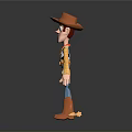 Cartoon Cowboy Character Figurine With Brown Hat Yellow Plaid Shirt Blue Pants And Brown Boots