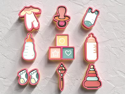 modern logo baby icon light color 3d model