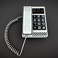 White Landline Phone With Digital Keypad Coiled Cord And Display Screen For Home Use