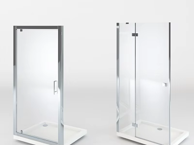 Modern Shower Sauna Enclosures With Glass Doors And Metal Frames On White Bases 3d model