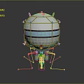 Scientific Spherical Device With Metallic Frame Teal Stripe And Support Structure