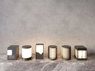 Various Modern Outdoor Lights With Stylish Designs And Different Lampshade Shapes 3d model