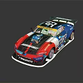 Red White Blue Race Car With Number 88 SWISSMOTE Livery And Rear Wing