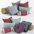 Colorful Decorative Throw Pillows With Various Patterns And Designs For Home 3d model