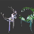 Elegant Household Decorative Hoops With Purple Flowers White Daisies Green Leaves Bells And Tassels