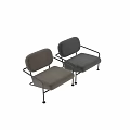 Modern Beige Fabric Accent Chair With Black Metal Frame And Sleek Armrests Design