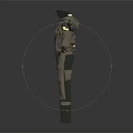 Tech Inspired Functional Khaki Jumpsuit With Black Details And Green Accents
