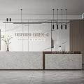 Modern Company Front Desk Front Desk Reception Area Chandelier Computer Office Area 3d model