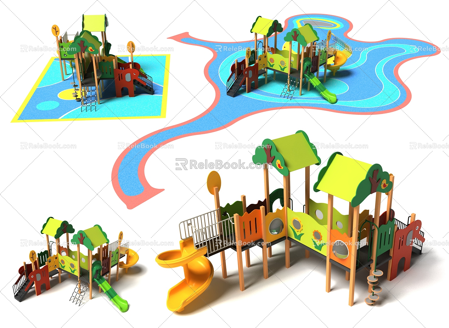 Elephant Paradise Non-standard Viewing Deck Customized Paradise Development Paradise Amusement Park Amusement Park Children's Amusement Park Playground Combination Function Slide 3d model