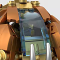 Steampunk Style Orange Fish Building Blocks Model with Mechanical Details and Metallic Accents