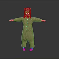Girl in Brown Bear Onesie with Arms Outstretched on Gray Gradient Background