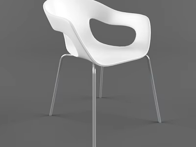 White Modern Armchair With Curved Design And Metal Legs For Living Room 3d model